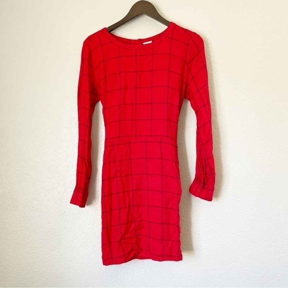A NEW DAY Red Windowpane Plaid Dress